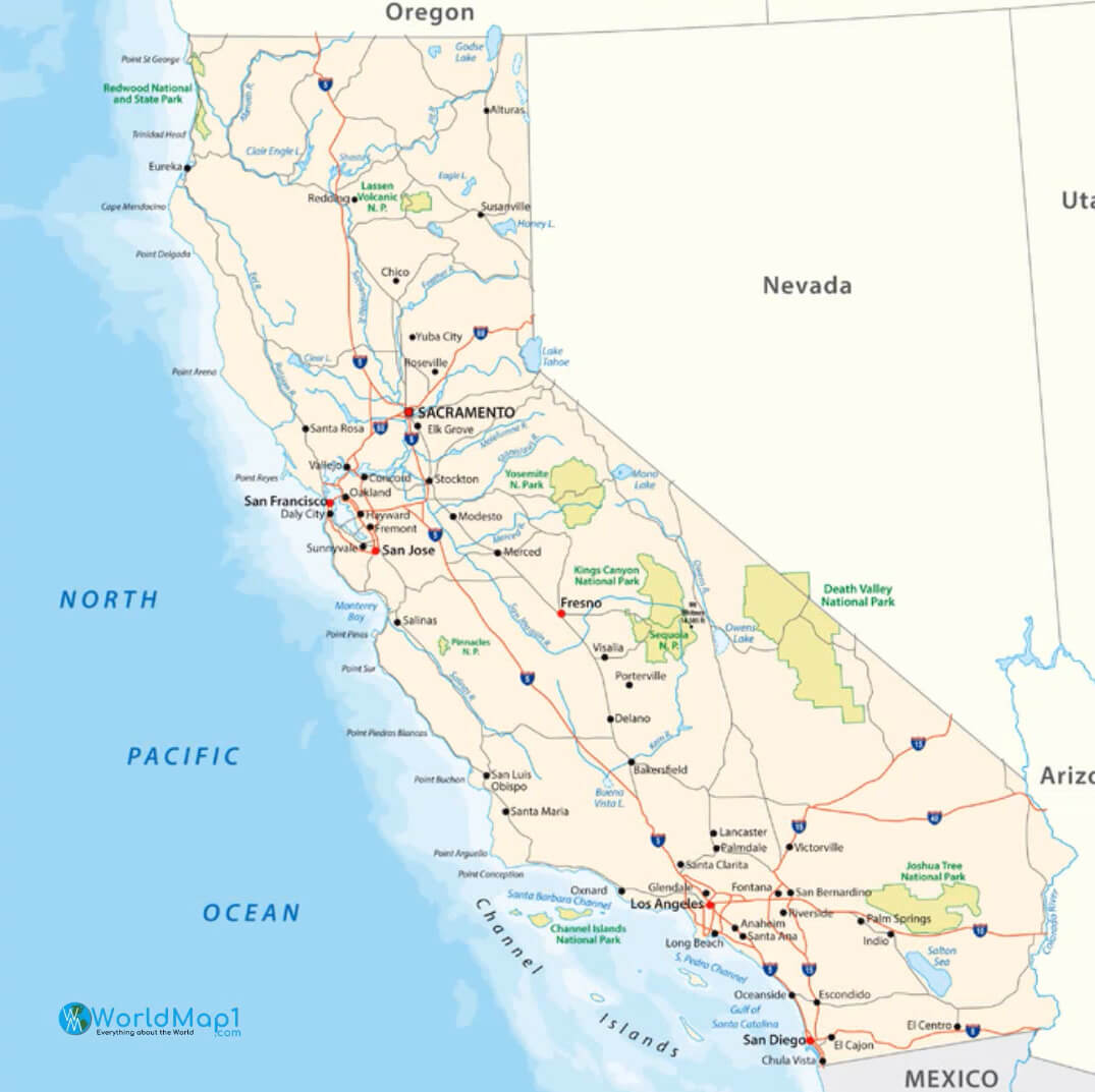 California Rivers Map